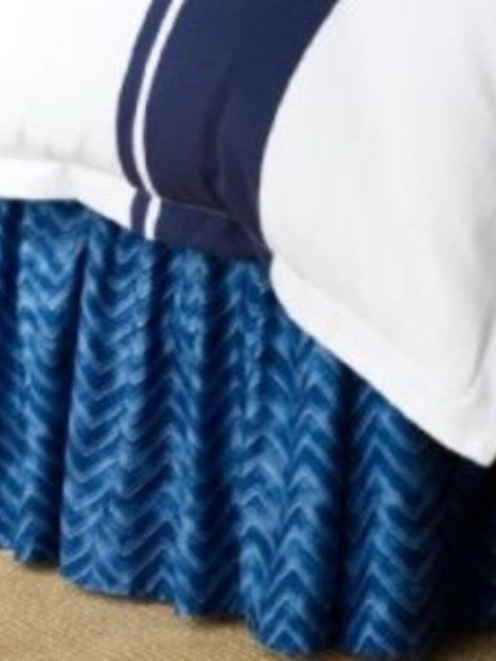 Ralph Lauren Home Indigo Modern Herringbone Bedskirt ruffle California King NWY